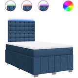 vidaXL Box spring postelja z vzmetnico moder 120x200 cm blago, (21304657) | Shoptok.si