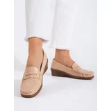 Shelvt Women's moccasins beige