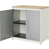 mauser Omara s krilnimi vrati, VxŠ 830 x 800 mm, plošča iz umetne mase, 1 polica, čista bela / aluminijasto siva / javor | Shoptok.si