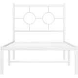 vidaXL Kovinski posteljni okvir z vzglavjem bel 75x190 cm | Shoptok.si
