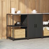  Kuhinjski set za pohranu s policom s pohranom s vratima Podesiva 2 pcs Crna 120 x 50 x 92 cm | shoptok.hr