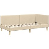  Kutni okvir kreveta Krema 90 cm x 190 cm Tkanina i šperploča | shoptok.hr