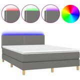 Maison Chic Box spring postelja - Vzmetna postelja z vzmetnico LED temno siva 140x200 cm blago SL15519, (21905060) | Shoptok.si