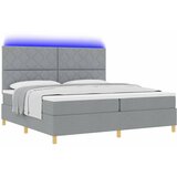  LED Box Spring Krevet Svijetlo siva 200 x 200 cm tkanina Svjetlosiva | shoptok.hr