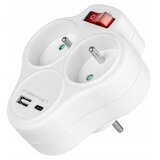  Produžni razvodnik sa prekidačem, 2 utičnice + USB-C + USB-A | Eponuda.com