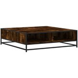vidaXL Klubska mizica dimljeni hrast 100x100x30 cm inž. les in kovina | Shoptok.si
