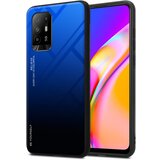  case, združljiv z oppo v modri - črni - dvobarvni zaščitni pokrov iz silikona tpu in hrbta iz kaljenega stekla, (20603663) | Shoptok.si