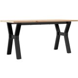 Furnova Klubska mizica Y okvir 100x50x45 cm trdna borovina lito železo, (22056272) | Shoptok.si