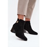 Boto Insulated Women's Ankle Boots on Heel with Gold Detail Black Renora | Shoptok.si