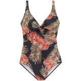 Lascana Jednodijelni kupaći kostim moka smeđa / neonsko narančasta / crna / bijela