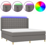 Box spring postelja z vzmetnico LED temno siva 160x200 cm blago, (20937658) | Shoptok.si