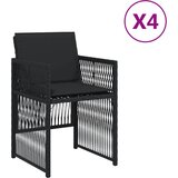 vidaXL Vrtni stoli z blazinami 4 kosi črn poli ratan, (21023841) | Shoptok.si