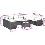 vidaXL 10-dijelni set vrtnih sofa od poliratana s jastucima sivi | shoptok.hr