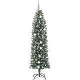  Umjetno vitko božićno drvce s stalakom Zelena i bijela 210 cm | shoptok.hr