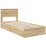  Postelja s shranjevanjem z vzglavjem Sonoma hrast 75 x 190 cm, (5000105872) | Shoptok.si