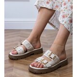 Gemre Beige flat sandals with buckles on straps Liluna | shoptok.hr
