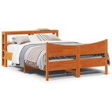 Maison Chic Posteljni okvir - Dvoposteljna postelja - Zakonska postelja z vzglavjem voščeno rjava 160x200 cm borovina, (21693531) | Shoptok.si