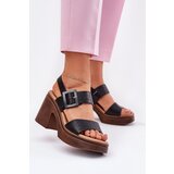 VINCEZA Women's sandals on a chunky heel and platform Black 17387 | shoptok.hr