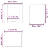 vidaXL Viseča omarica s polico Riga Črna Orehovina 40 x 31 x 40 cm | Shoptok.si