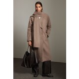 Trendyol Mink Oversize Woolen Wide Cut Long Coat with Shawl | Shoptok.si