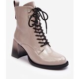 Kesi Patent leather ankle boots D&A MR870-06 light grey Cene