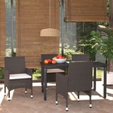 The Living Store Vrtna jedilna garnitura 5-delna z blazinami poli ratan rjava - Jedilna Garnitura, (21476843) | Shoptok.si
