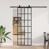 vidaXL drsna vrata z opremo črna 76x205 cm esg steklo Cene