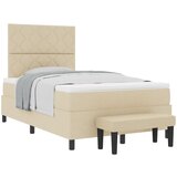 vidaXL Kutija Opružni Krevet s Madracem i Klupom Krem 120x200 cm Tkanina | shoptok.hr