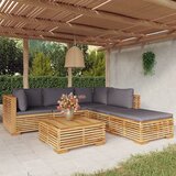 The Living Store Vrtna sedežna garnitura 6-delna z blazinami trdna tikovina - Vrtna Sedežna Garnitura, (21472297) | Shoptok.si