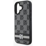 Dkny PU Leather Checkered Pattern and Stripe Zadní Kryt pro iPhone 16 Black Ovitek za telefon Vijolična | Shoptok.si