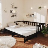  Dnevni ležaj na izvlačenje 2 x (90 x 200) cm crni od borovine | shoptok.hr