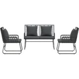 vidaXL Komplet za jedilnico v vrtu z blazino 3 pcs Črna, antracit | Shoptok.si