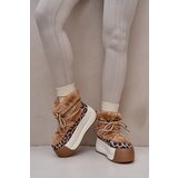 Big Star Leather women's snow boots on a thick sole with fur leopard brown | ePonuda.com