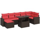 vidaXL Vrtna sedežna garnitura z blazinami 7-delna rjav ratan/akacija | Shoptok.si