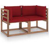 The Living Store Vrtni kavč dvosed iz palet z vinsko rdečimi blazinami borovina - Kavč Iz Palet, (21466443) Cene