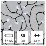 Emos Božična veriga LED 80, 5,6 m, 3x AA, zunanja in notranja, hladna bela, časovnik | Shoptok.si