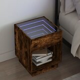 vidaXL Nočna mizica z neskončnimi LED dimljeni hrast 40x40x50 cm Cene