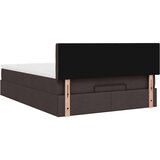  Otomanska postelja z vzmetnico & LEDs rjav 140x190 cm blago, (22011636) | Shoptok.si