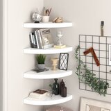 vidaXL 323909 Floating Corner Shelves 4 pcs High Gloss White 35x35x3,8 cm MDF Cijene