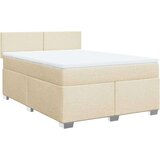 vidaXL Box spring postelja z vzmetnico krem 140x190 cm blago | Shoptok.si