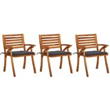 Maison Chic Vrtni jedilni stoli - Stol za vrt z blazinami 3 kosi trden akacijev les JS418, (21877885) | Shoptok.si