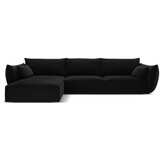 Mazzini Sofas Črna žametna kotna sedežna garnitura z ležalnikom (levi kot) Vanda – Cene