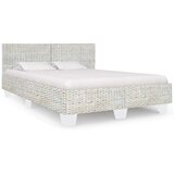 vidaXL Posteljni okvir siv naravni ratan 140x200 cm | Shoptok.si