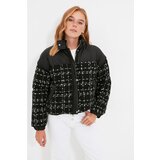 Trendyol Black Oversize Tweed Fabric Crop Down Jacket Cene