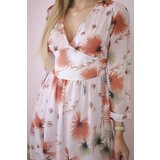 Kesi Airy dress with a floral motif in powder pink | Shoptok.si