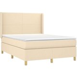  Krevet box spring s madracem LED krem 140x200 cm od tkanine | shoptok.hr