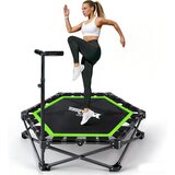 Nettlife Zložljiv notranji trampolin - Mini fitnes trampolin z nastavljivim ročajem - Nosilnost 150 kg - &amp;Oslash; 89 cm - Za odrasle in otroke - Dom, (5000227705) Slike