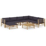  Sedežna garnitura z blazinami 8-delna temno siva bambus | Shoptok.si