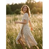 Sinsay Viskozna midi preklopna haljina na pruge | shoptok.hr