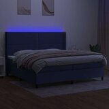  Box spring postelja z vzmetnico LED modra 200x200 cm blago, (20999359) | Shoptok.si